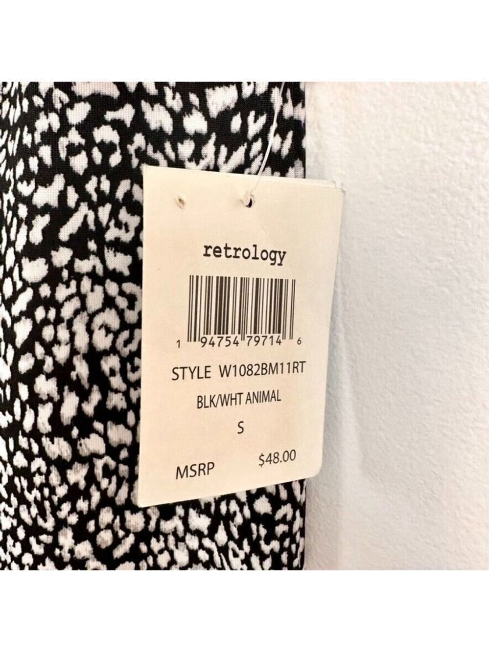 Retrology Wide Leg Cropped Pants Women's Sz Small Black White Leopard Print - Picture 6 of 12